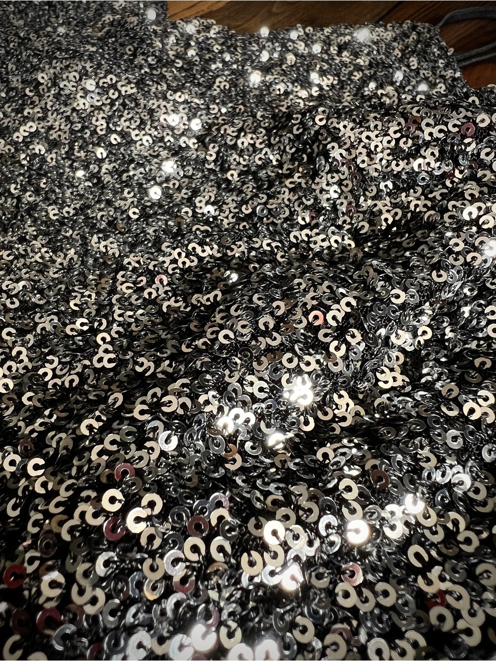 MONTEAU Los Angeles • sequined silver babydoll crop cami top festival party glam - Picture 2 of 14